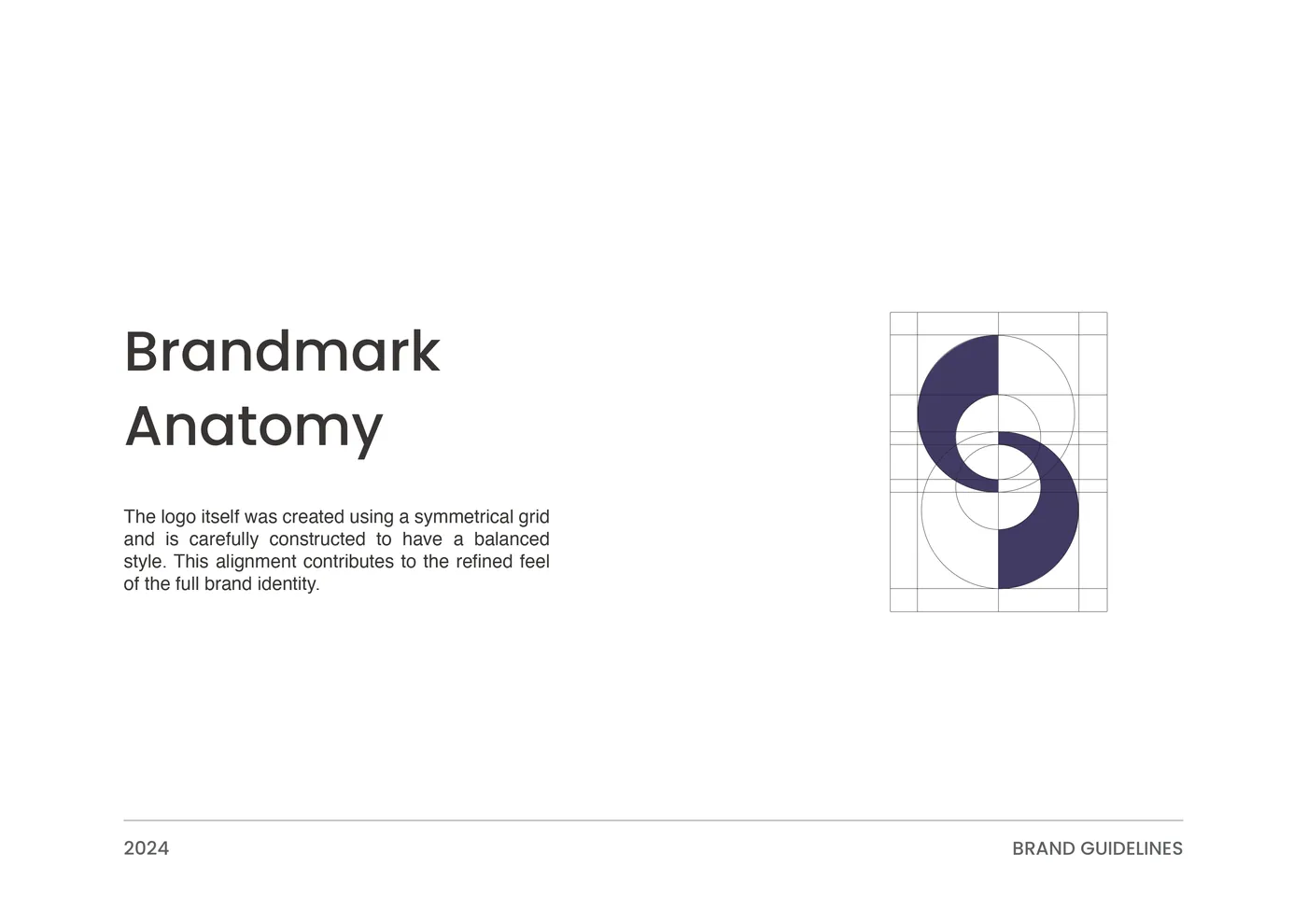 Double-S monogram drawn on its symmetrical construction grid